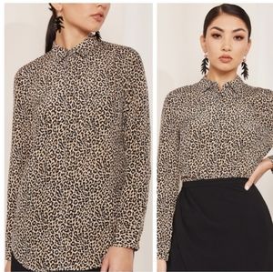 J. Crew 100% silk animal print shirt
